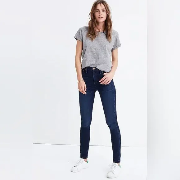 Madewell Dark Wash 10 Inch High Rise Skinny Jeans - Picture 1 of 11